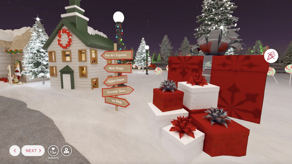 interior of the St. Jude Winter Village's navigational signs to empower exploration throughout the experience